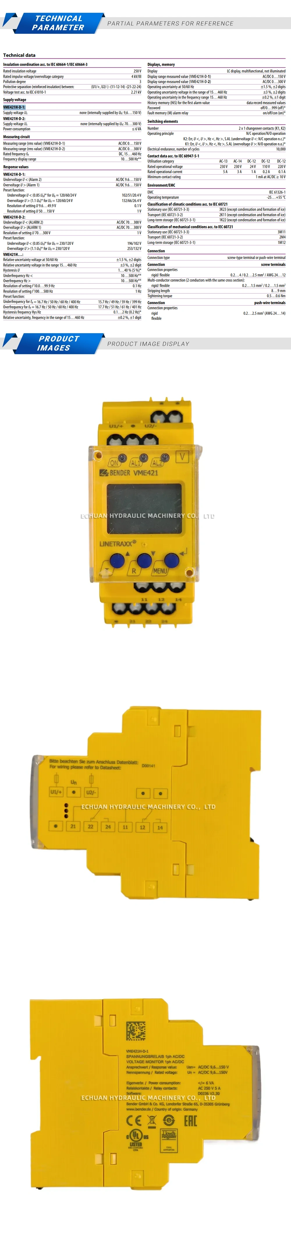 Bender VME421H-D-1 Voltage monitor Description