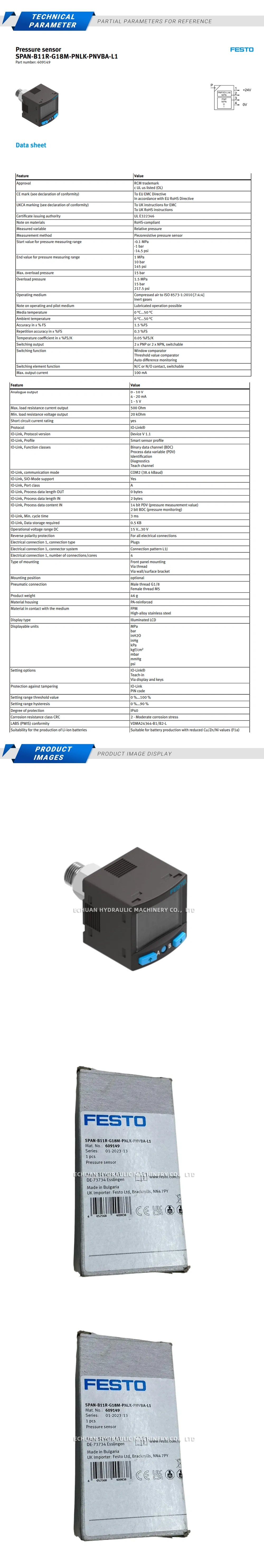 Festo SPAN-B11R-G18M-PNLK-PNVBA-L1 Pressure sensor Description