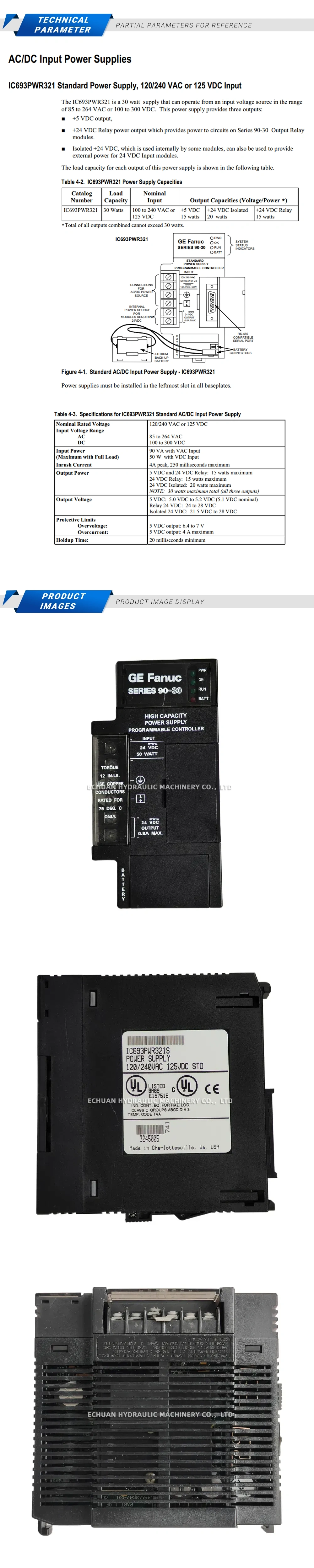 GE IC693PWR321S Power module Description