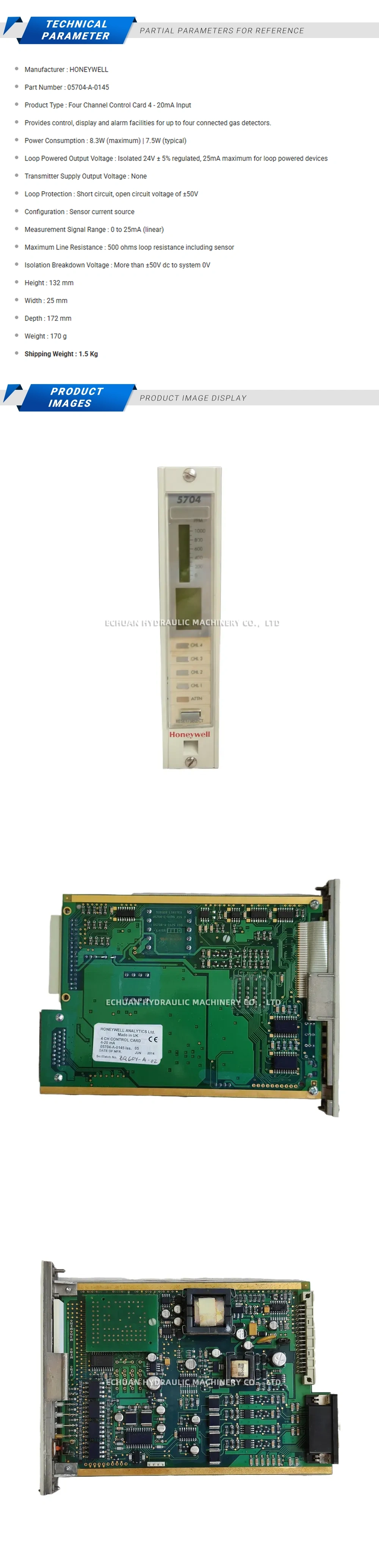Honeywell 05704-A-0145 Control card Description