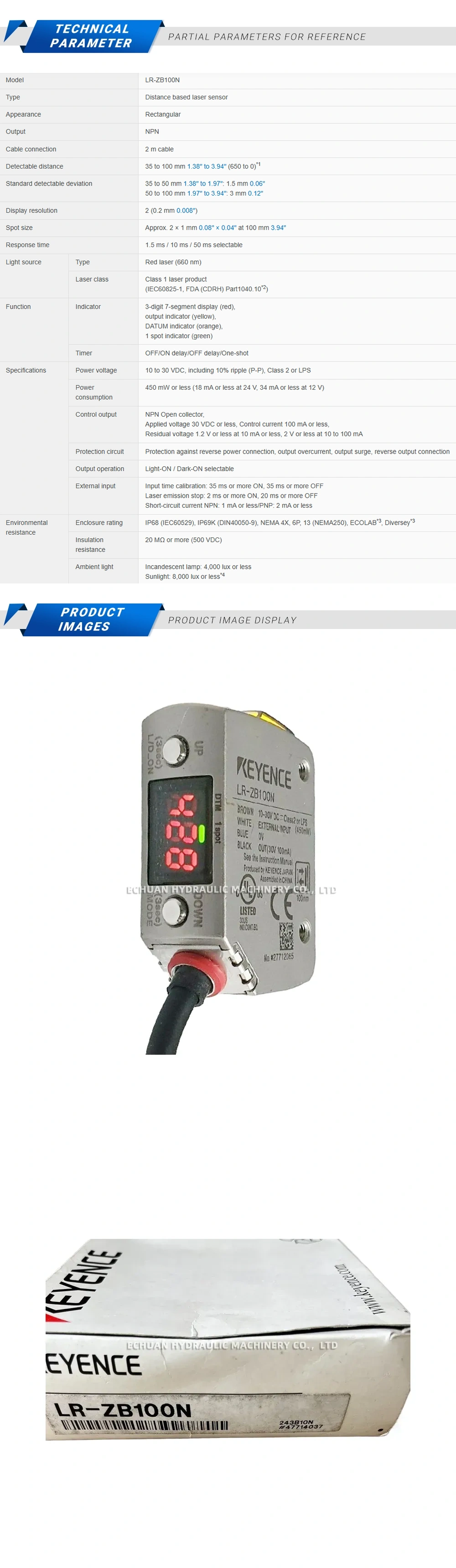 Keyence LR-ZB100N Description