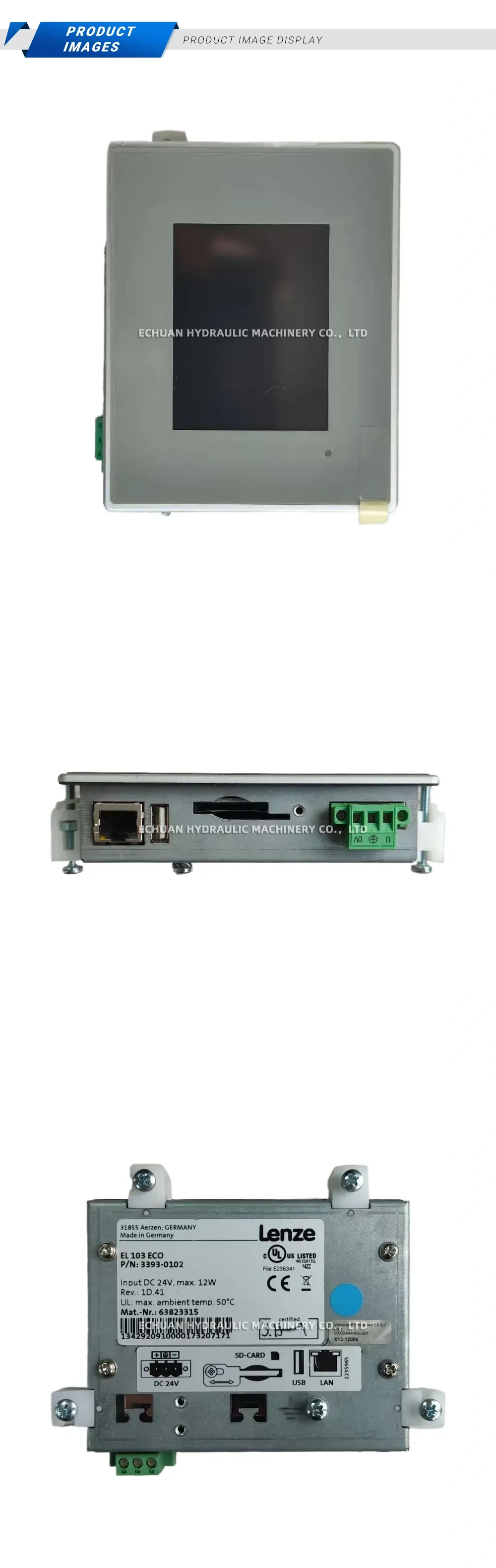 Lenze EL103ECO Touchscreen user interface Description