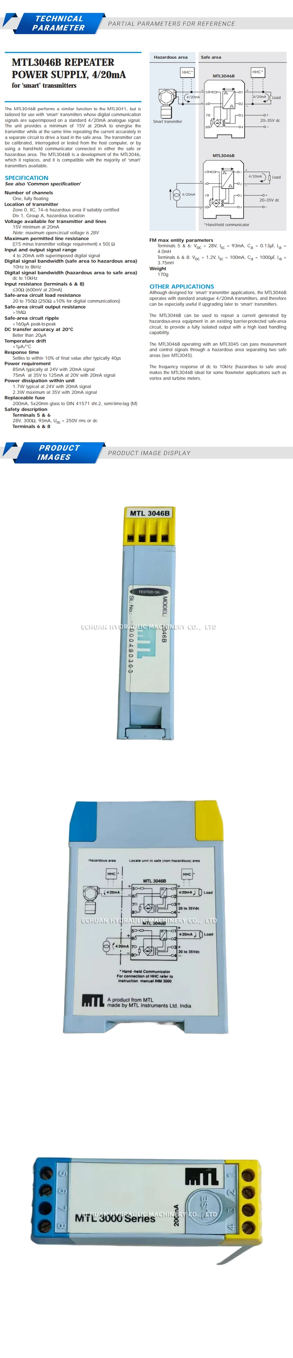 MTL 3046B Repeater power supply Description