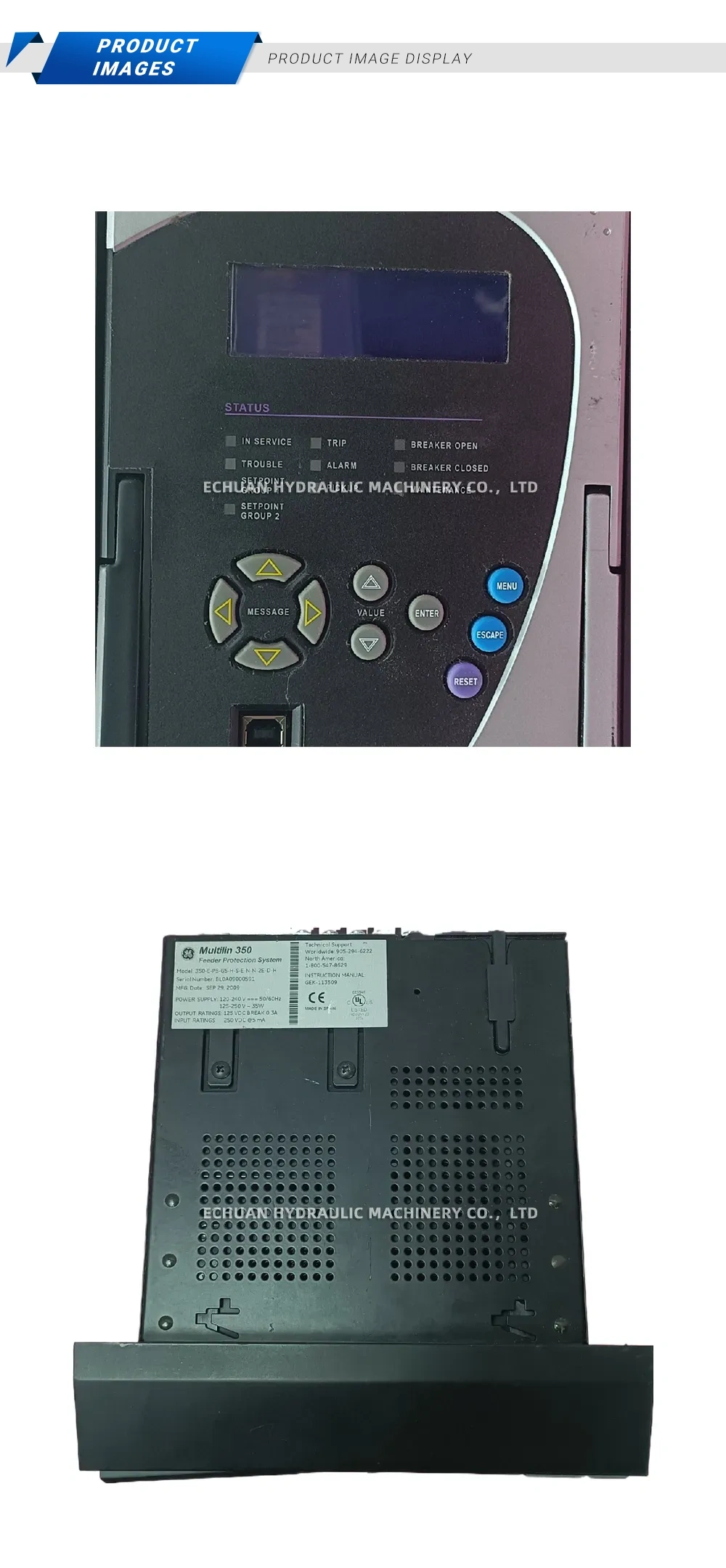 Multilin 350-E-P5-G5-H-S-E-N-N-2E-D-H Feeder Protection System Description