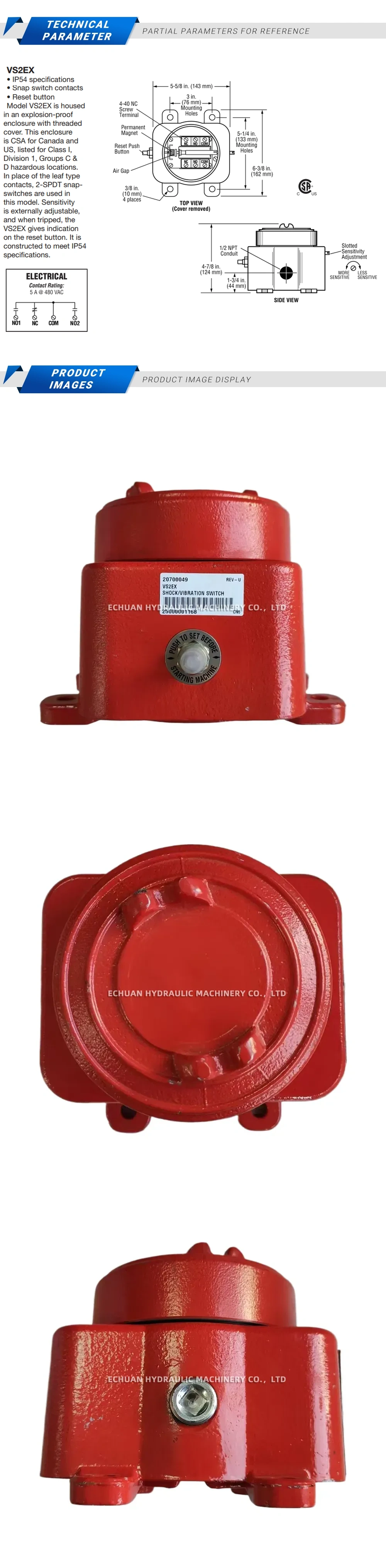 Murphy VS2EX 20700049 Shock/Vibration Switch Description