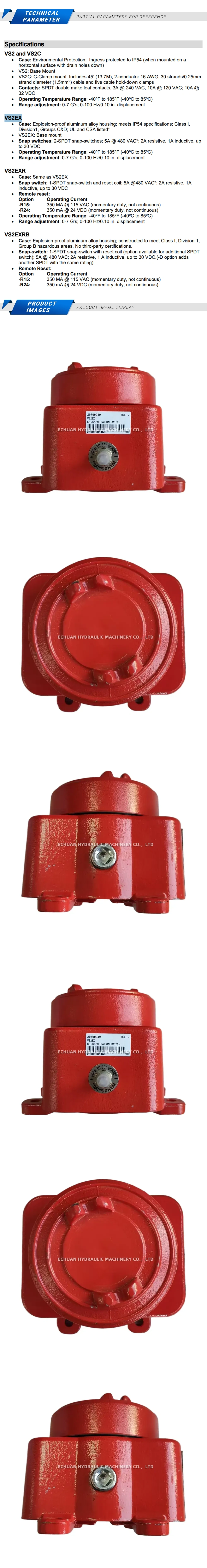 Murphy VS2EX Explosion-proof shock and vibration switches Description