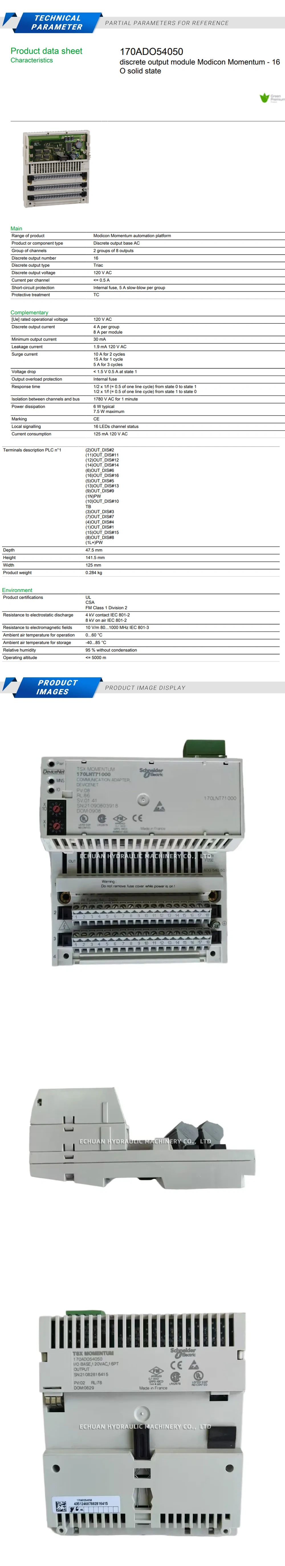 Schneider 170ADO54050 Output module Description