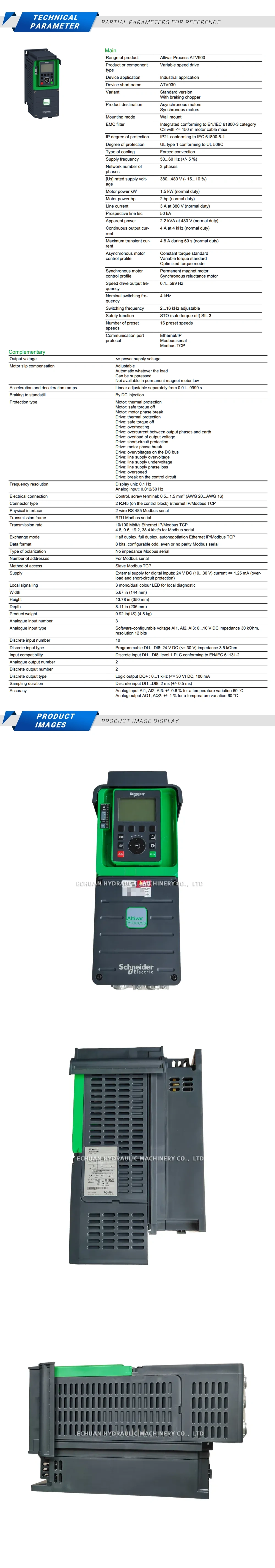 Schneider ATV930U15N4 Variable speed drive Description