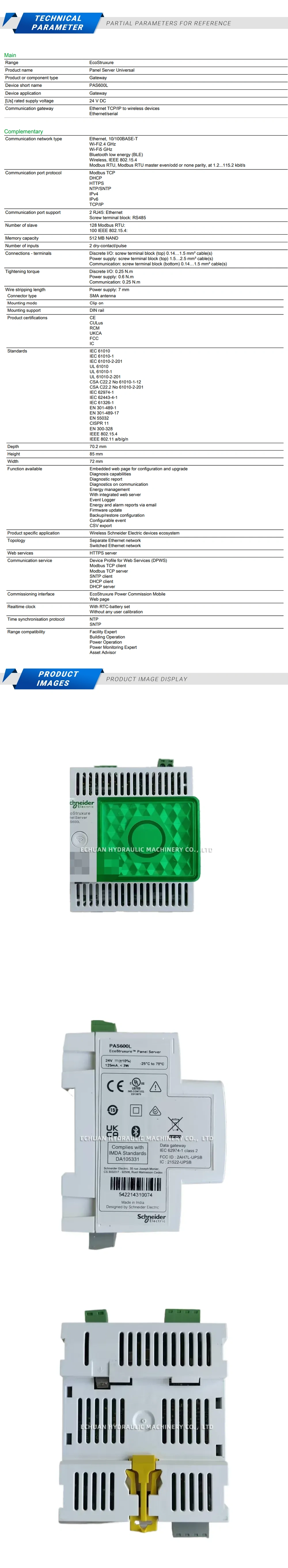 Schneider PAS600L Panel server Description