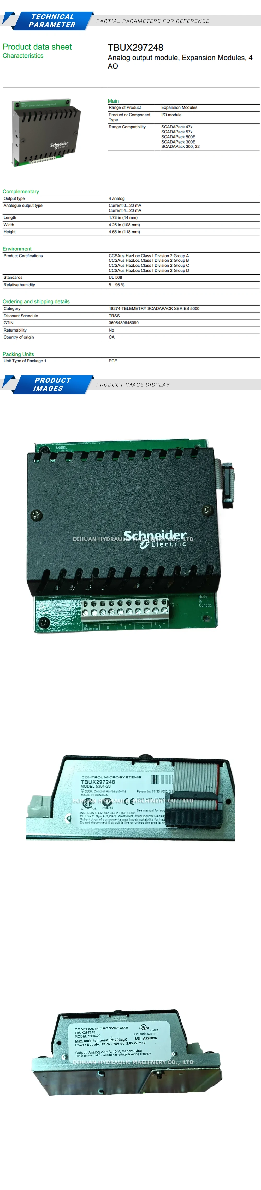 Schneider TBUX297248 Control Micaosystems Description