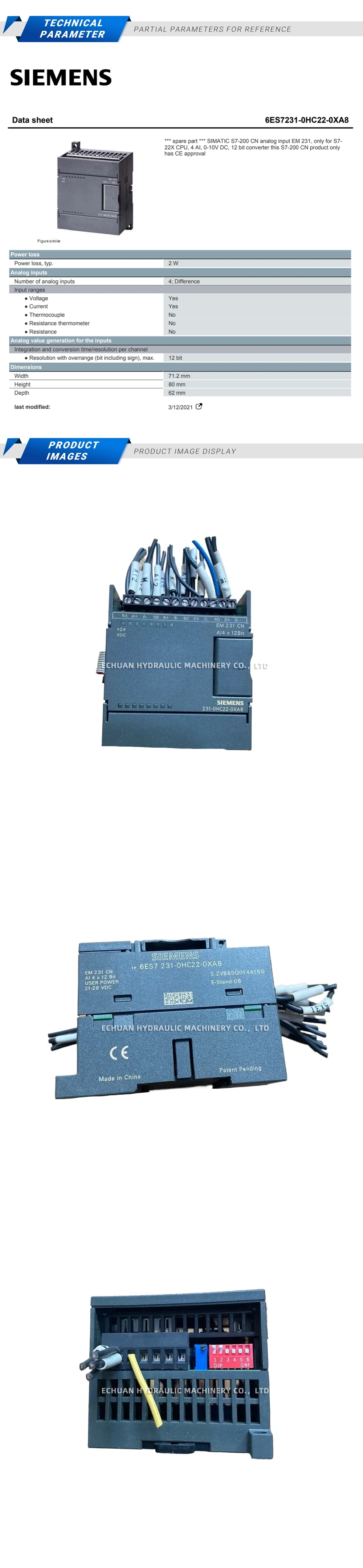 Siemens 6ES7231-0HC22-0XA8 Description