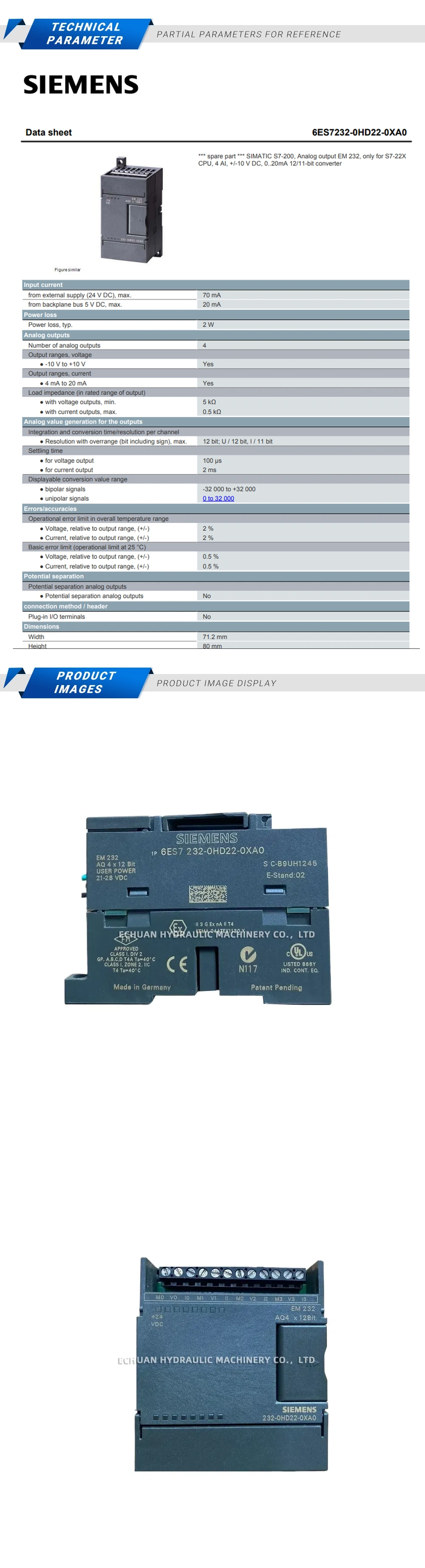 Siemens 6ES7232-0HD22-0XA0 Description