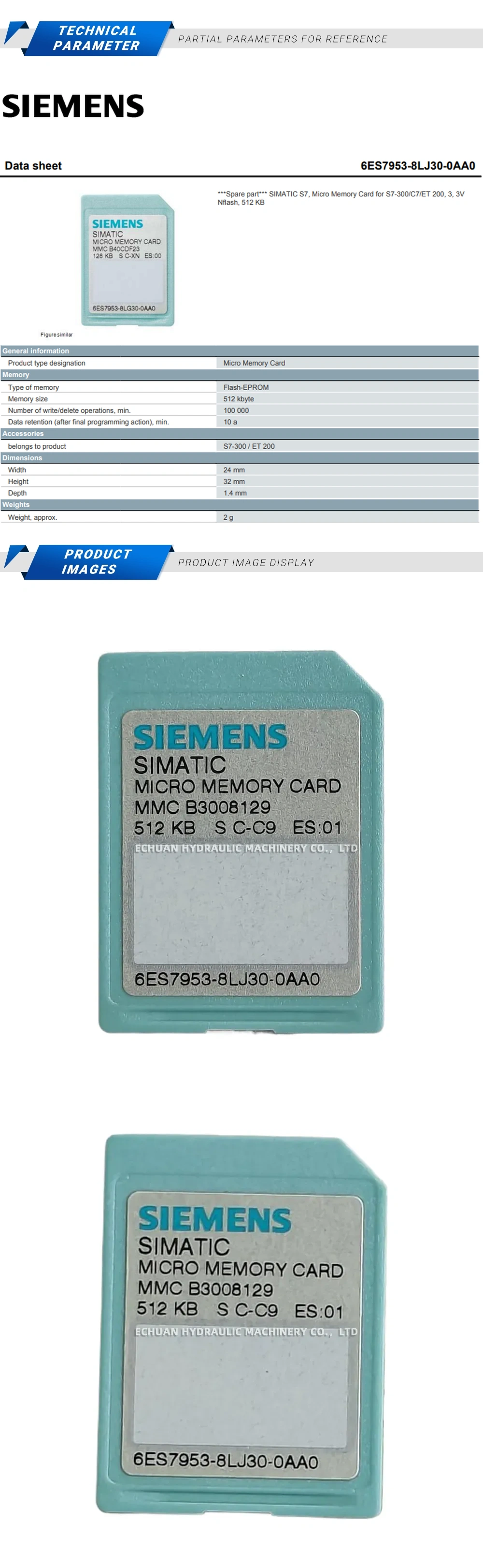 Siemens 6ES7953-8LJ30-0AA0 Micro Memory Card Description