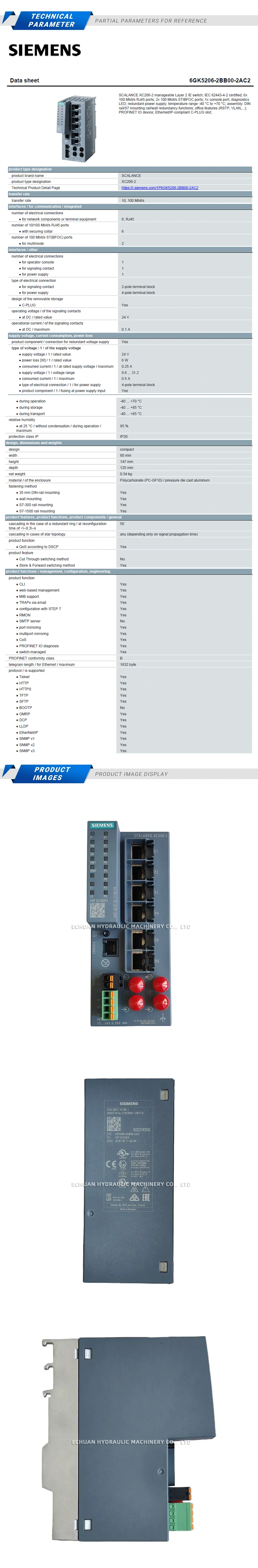 Siemens 6GK5206-2BB00-2AC2 Industrial Ethernet Switch Description
