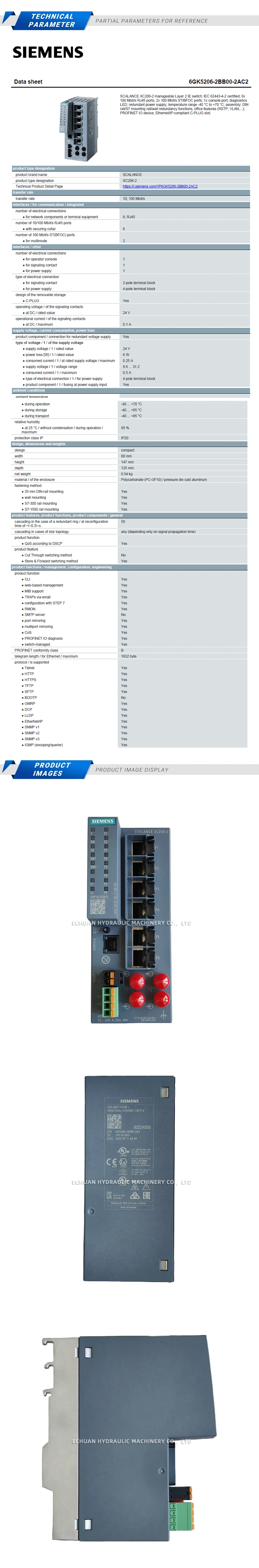 Siemens 6GK5206-2BB00-2AC2 Industrial Ethernet Switch Description