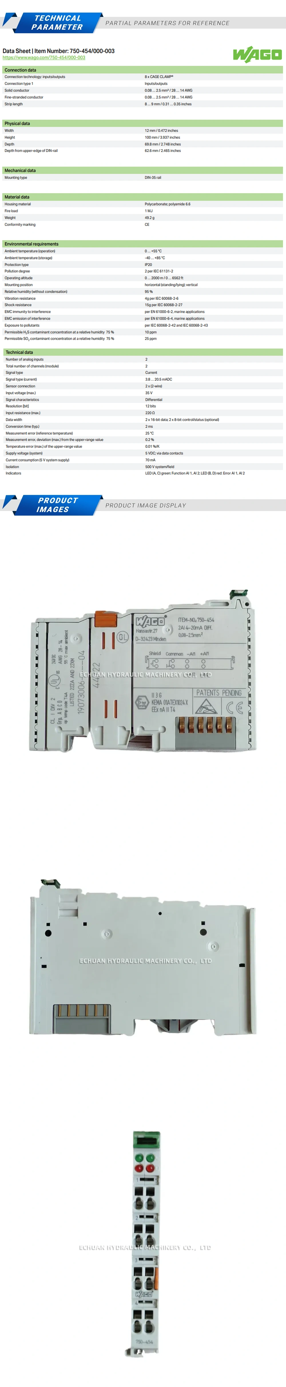 Wago 750-454 Analog Input Module Description