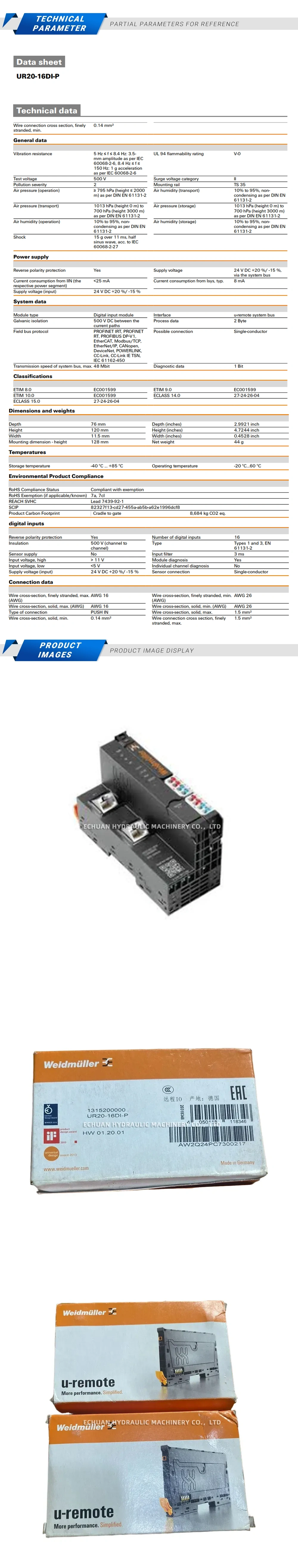 Weidmuller UR20-16DI-P Description