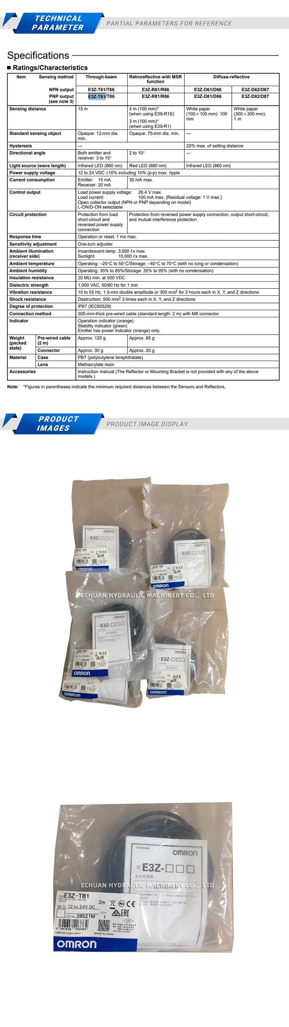 Omron E3Z-T81 Description