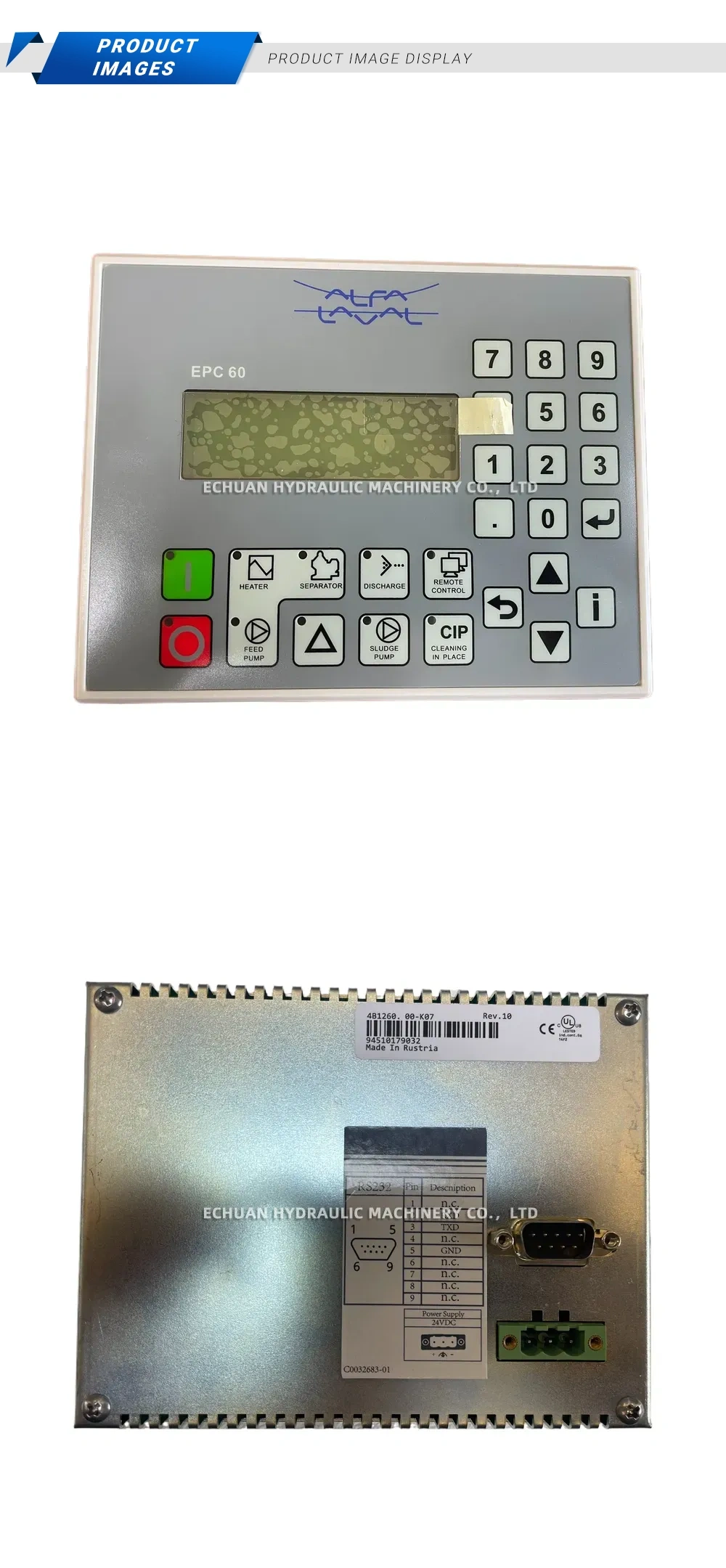Alfa Laval EPC 60 Control Panel Description