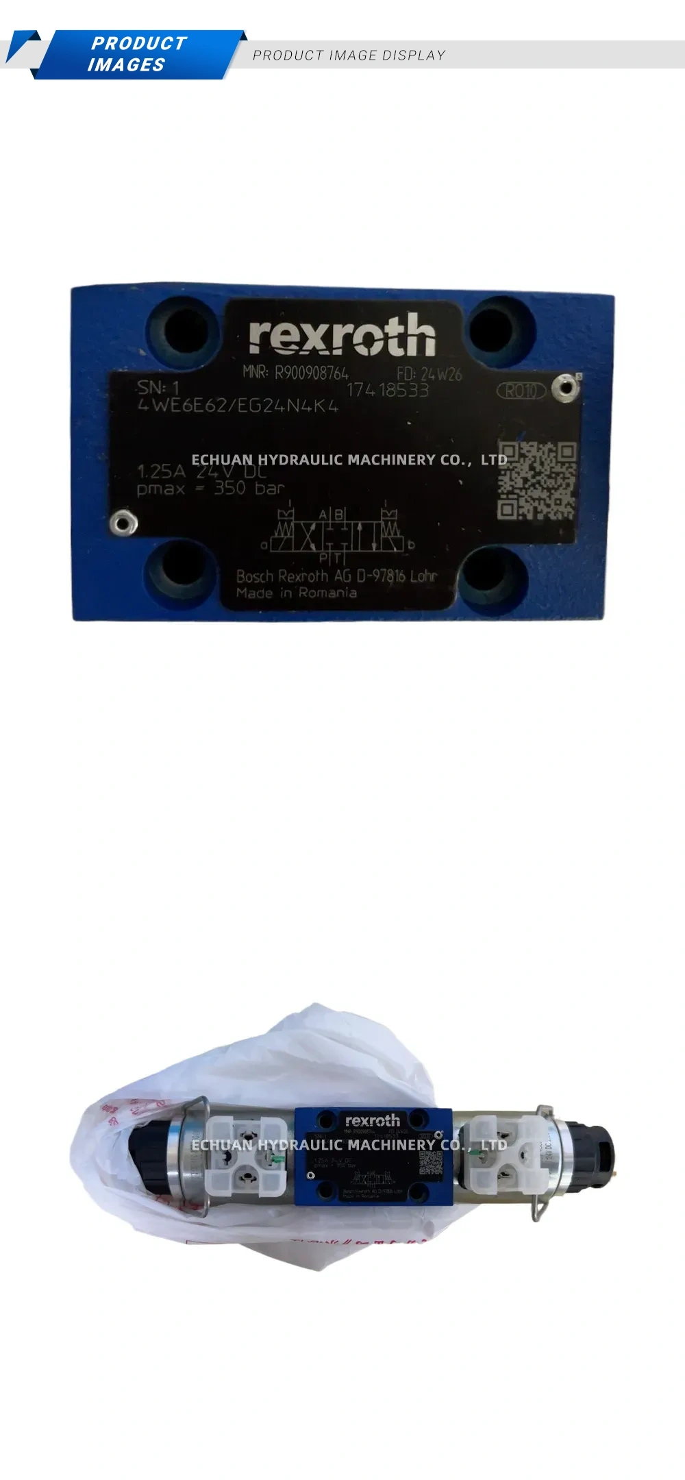 Rexroth 4WE6E62/EG24N4K4 Solenoid Operated Directional Control Valve Description