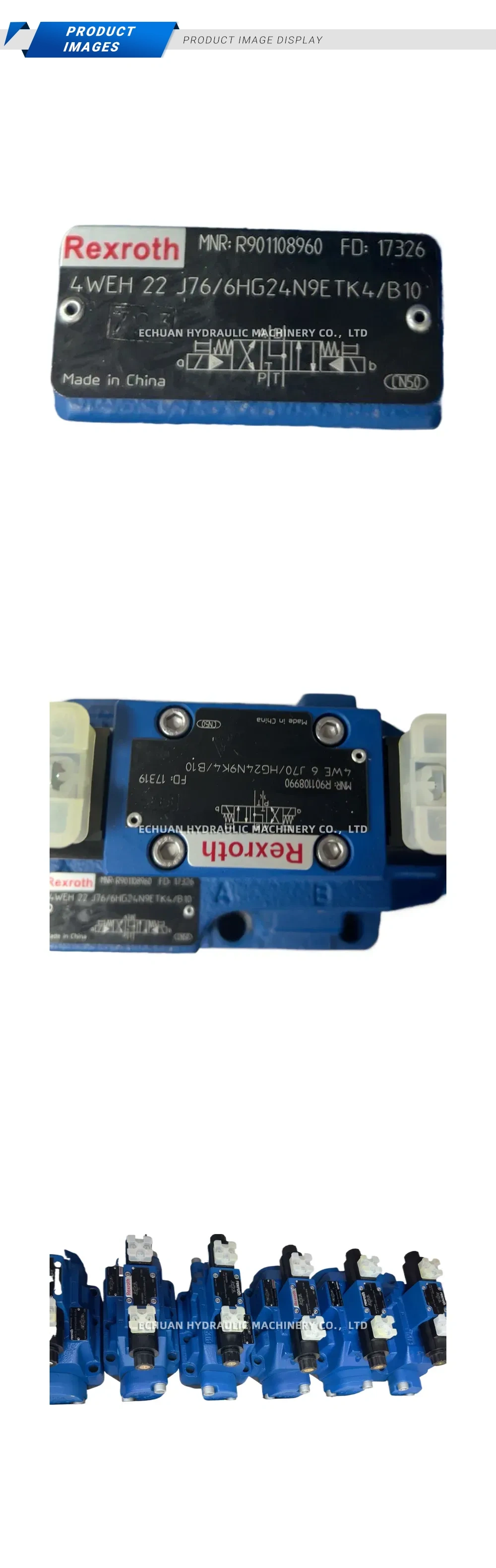Rexroth 4WEH 22 J76/6HG24N9ETK4/B10 Electro-hydraulic Directional Control Valve Description
