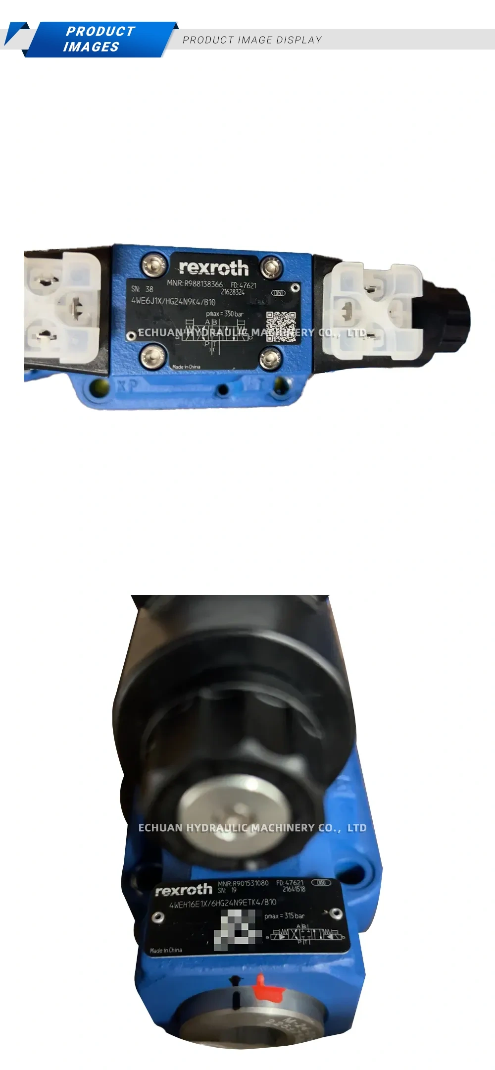 Rexroth 4WEH16E1X/6HG24N9ETK4/B10 Hydraulic Directional Control Valve Description