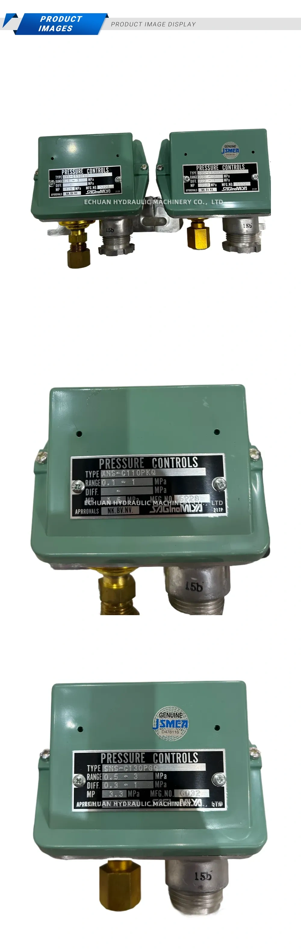 Saginomiya ANS-C110PKQ / SNS-C130PGQ Pressure Control Switch Description