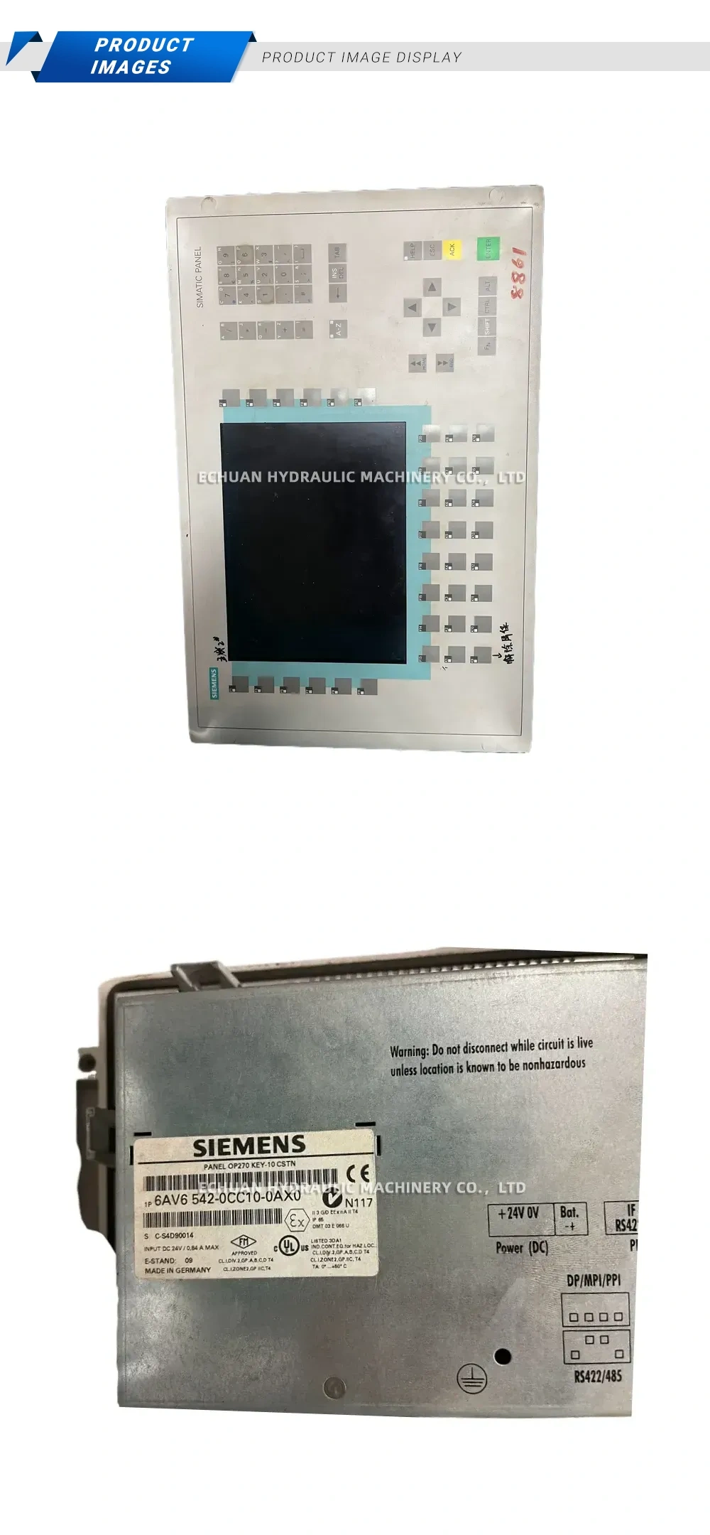 Siemens 6AV6 542-0CC10-0AX0 SIMATIC Panel OP270 Operator Panel Description