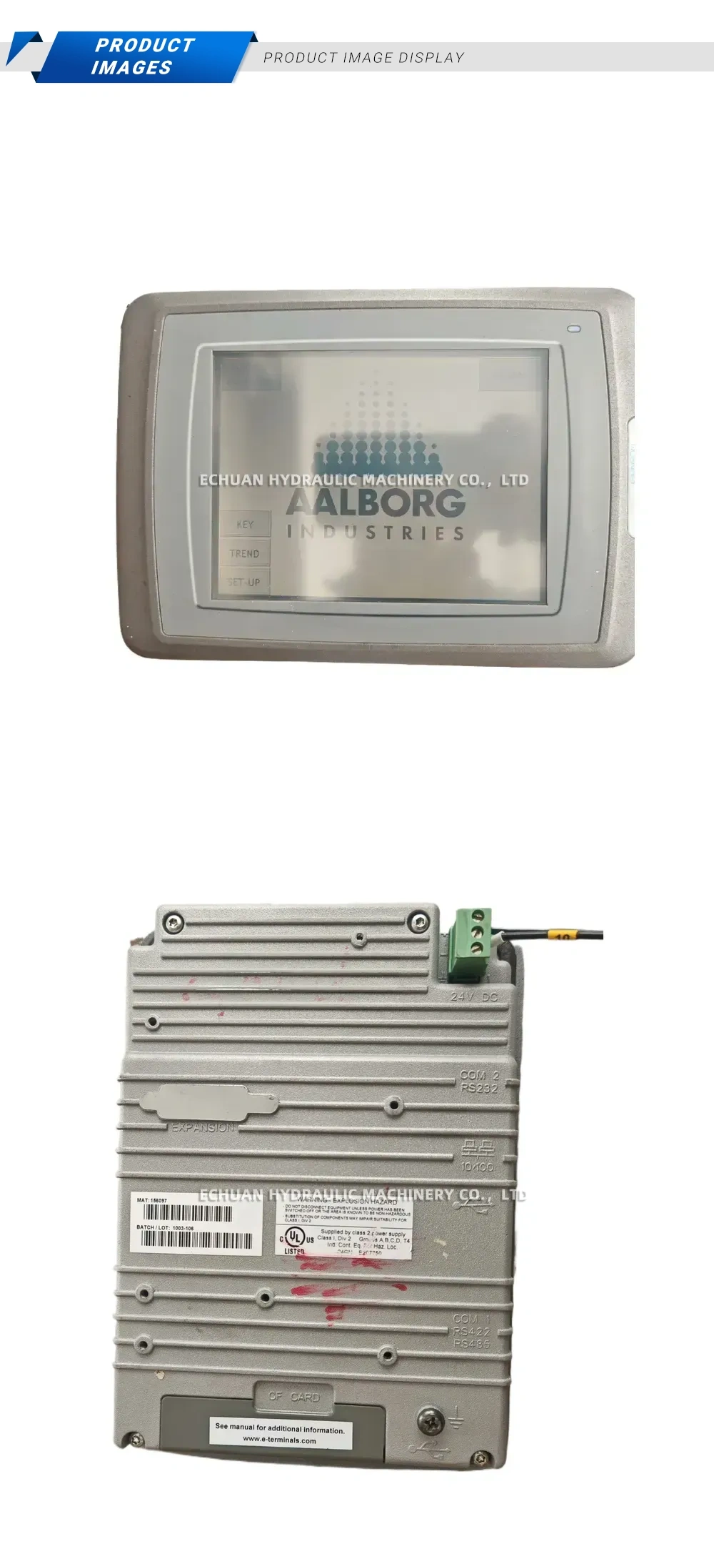 AALBORG INDUSTRIES MAT: 186097 Industrial Touch Panel / HMI Description