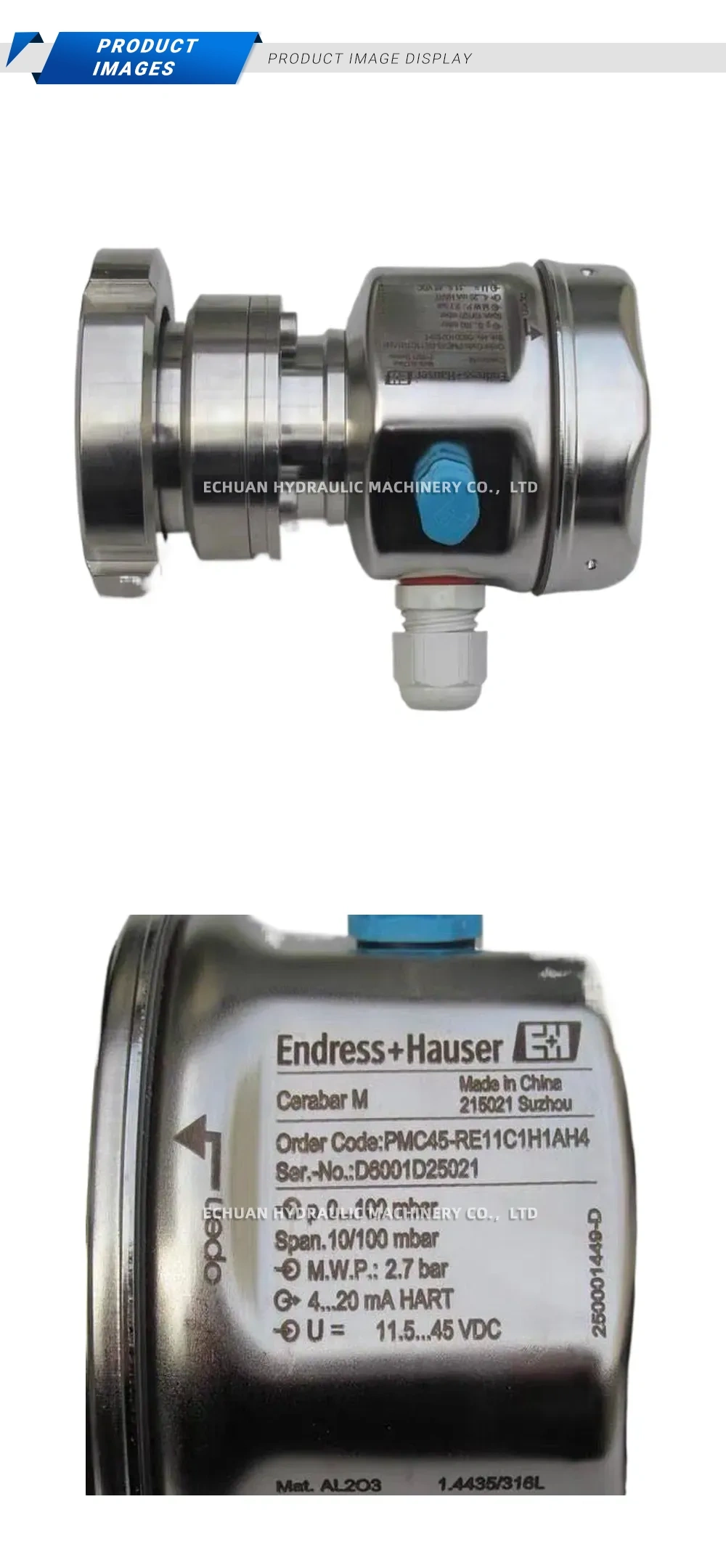 Endress+Hauser PMC45-RE11C1H1AH4 Pressure Transmitter Description