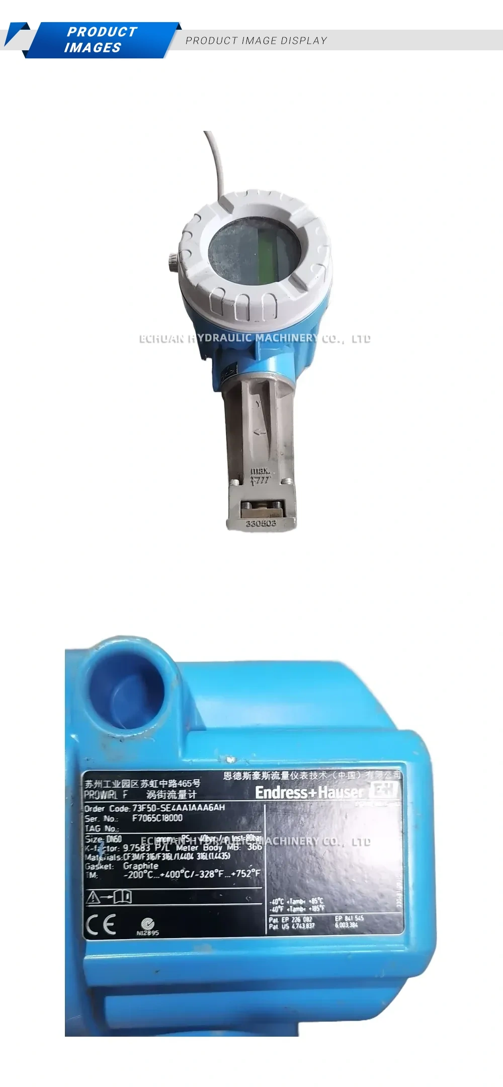 Endress+Hauser PROWIRL F 73F50-SE4AA1AAA6AH Vortex Flow Meter Description