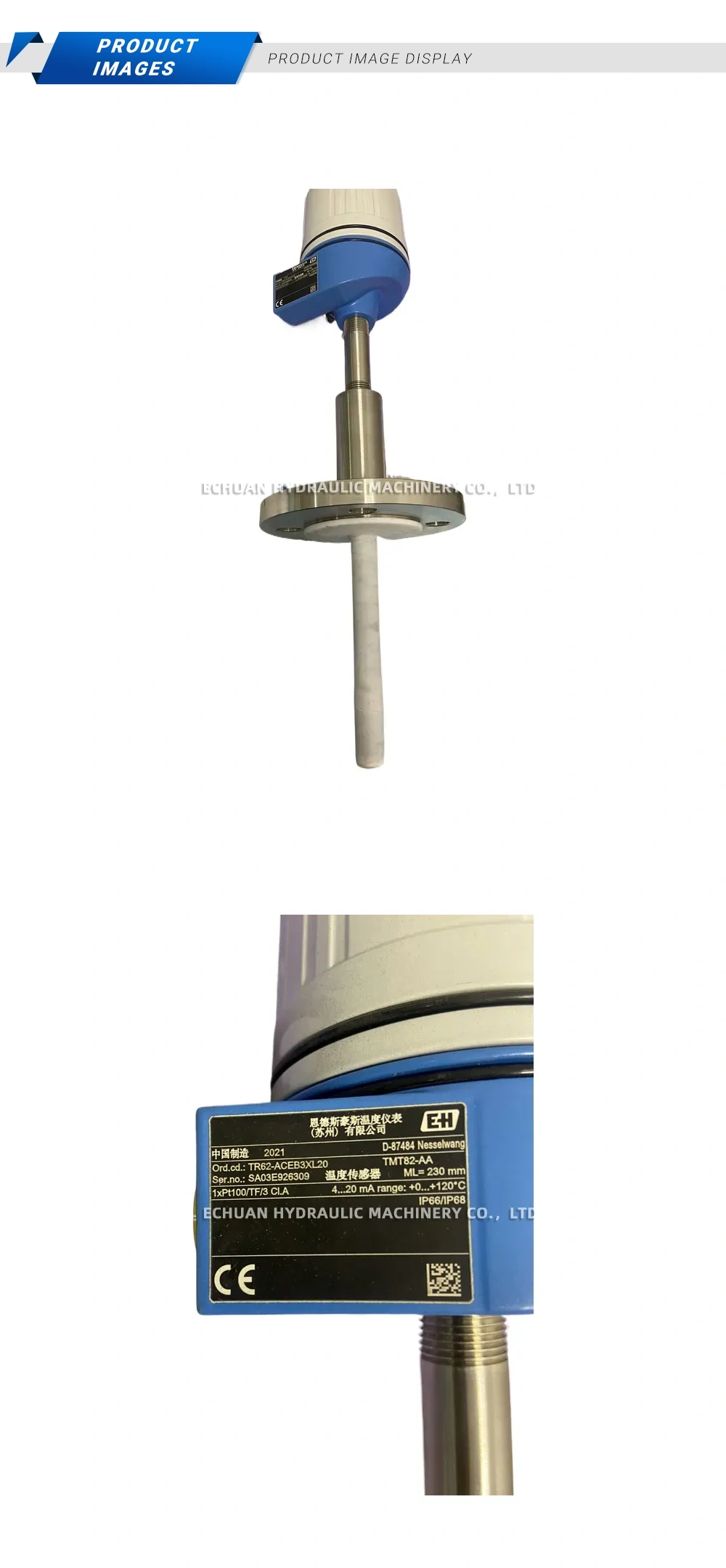 Endress+Hauser TR62-ACEB3XL20 / TMT82-AA Temperature Sensor with Transmitter Description