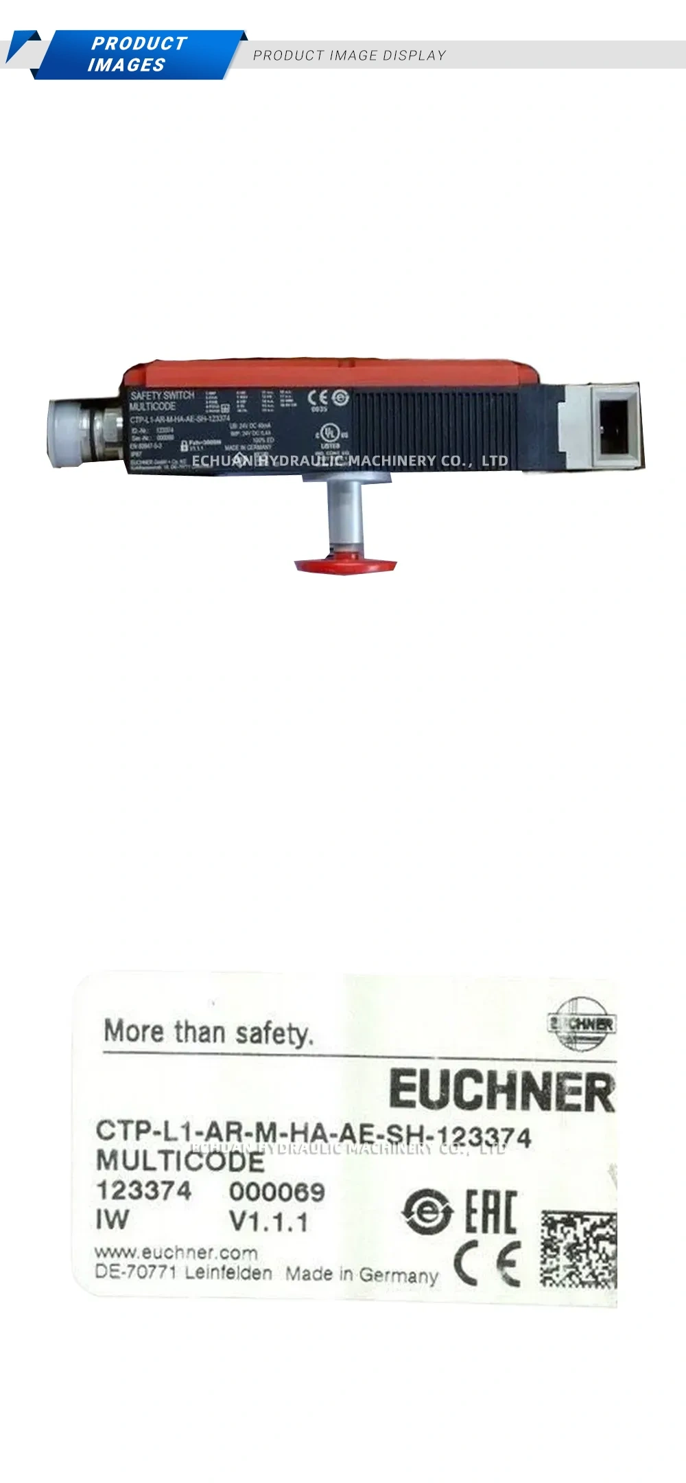 Euchner CTP-L1-AR-M-HA-AE-SH-123374 Safety Switch Description