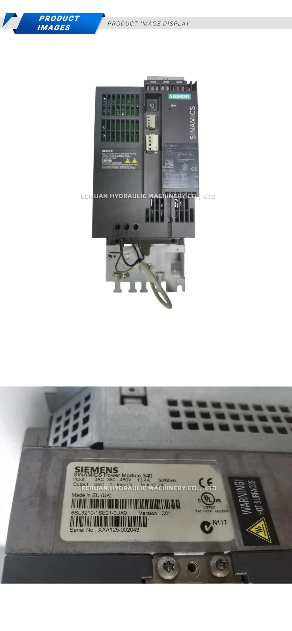 Siemens 6SL3210-1SE21-0UA0 SINAMICS Power Module 340 Description