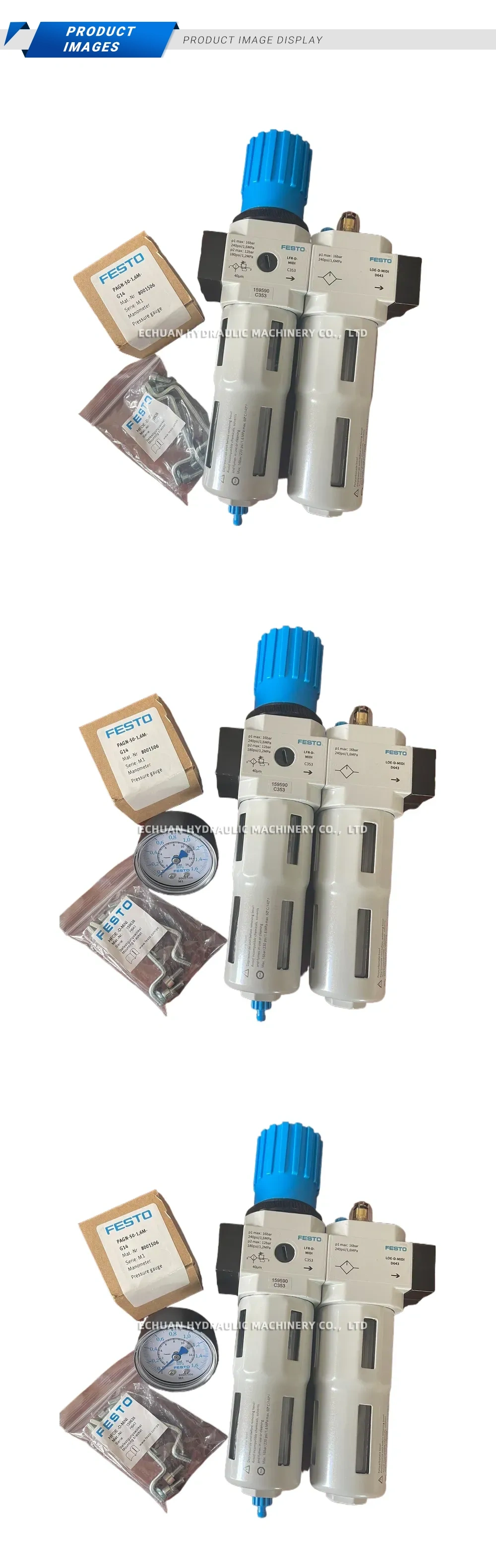 FESTO LFR-D-MIDI / LOE-D-MIDI Pneumatic Service Unit Combination Description