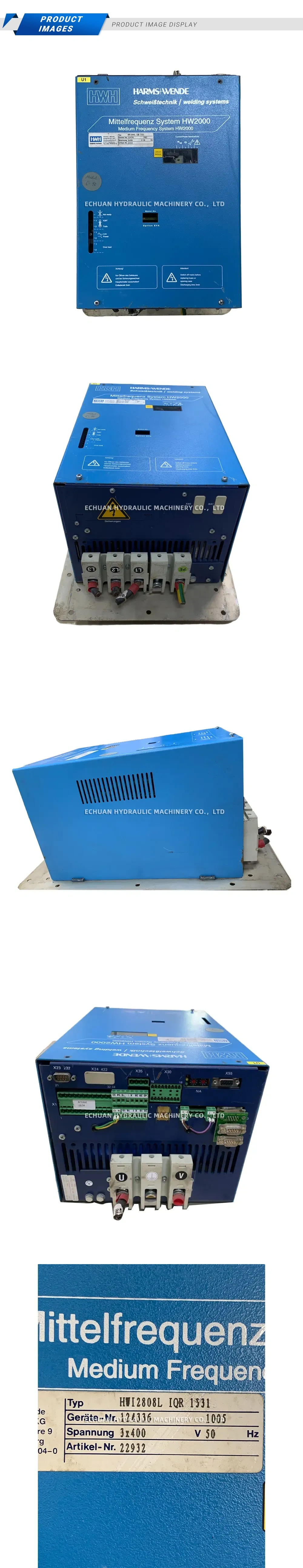 HARMS+WENDE HWI2808L IQR 1331 Medium Frequency Welding System Description
