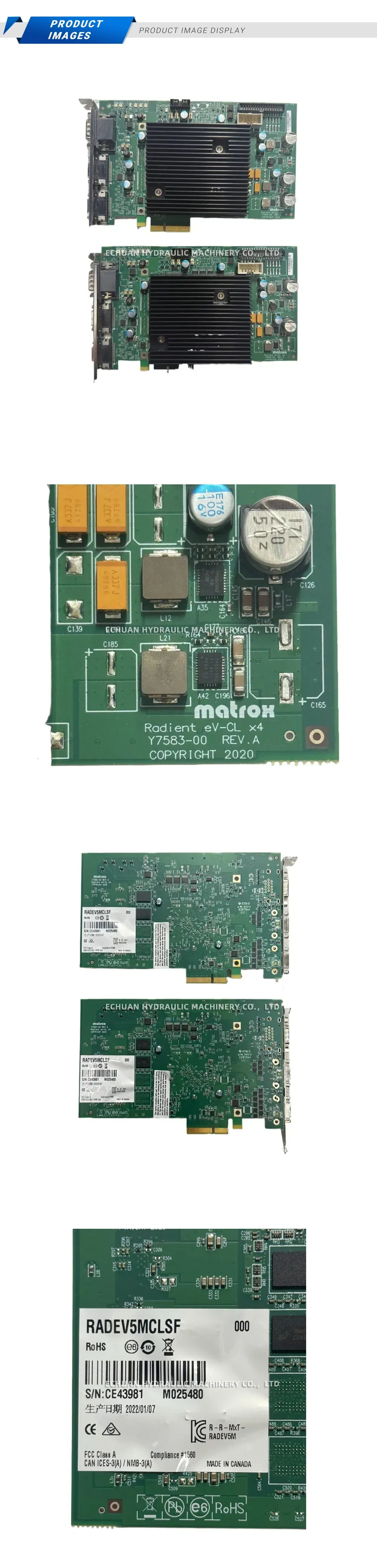 Matrox Radient eV-CL x4 PCIe Frame Grabber Card Description