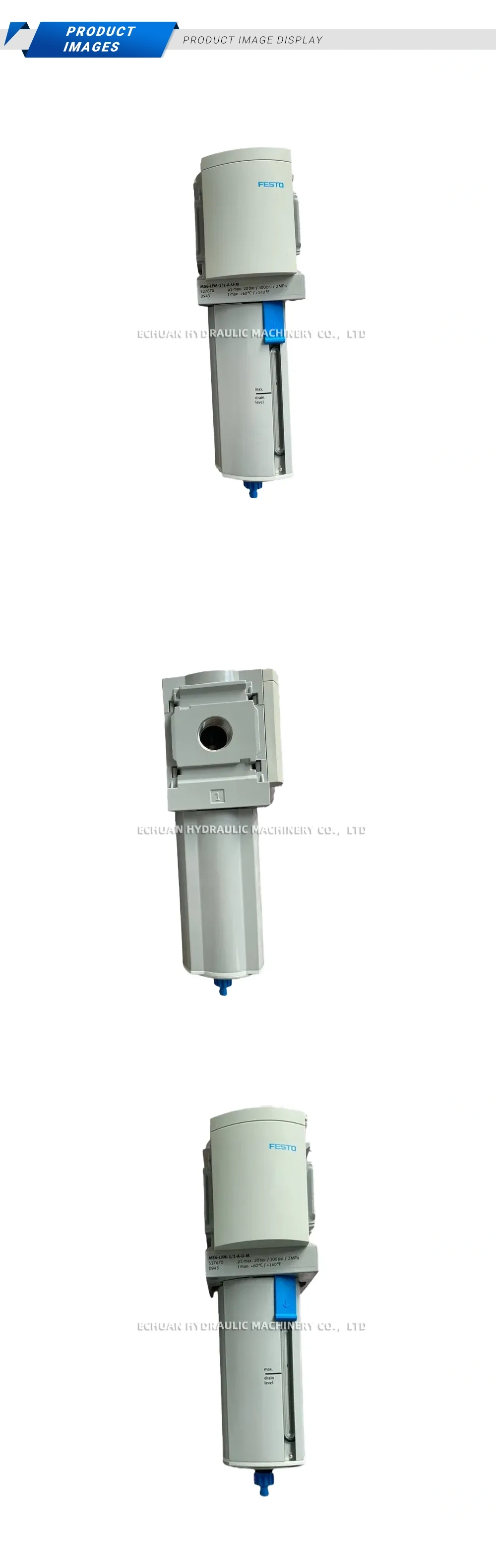 Festo SDE3-D10D-B-HQ4-2P-M8-EX2, MS6-LFM-1/2-A-U-M Pressure Sensor and Micro-fog Separator Description