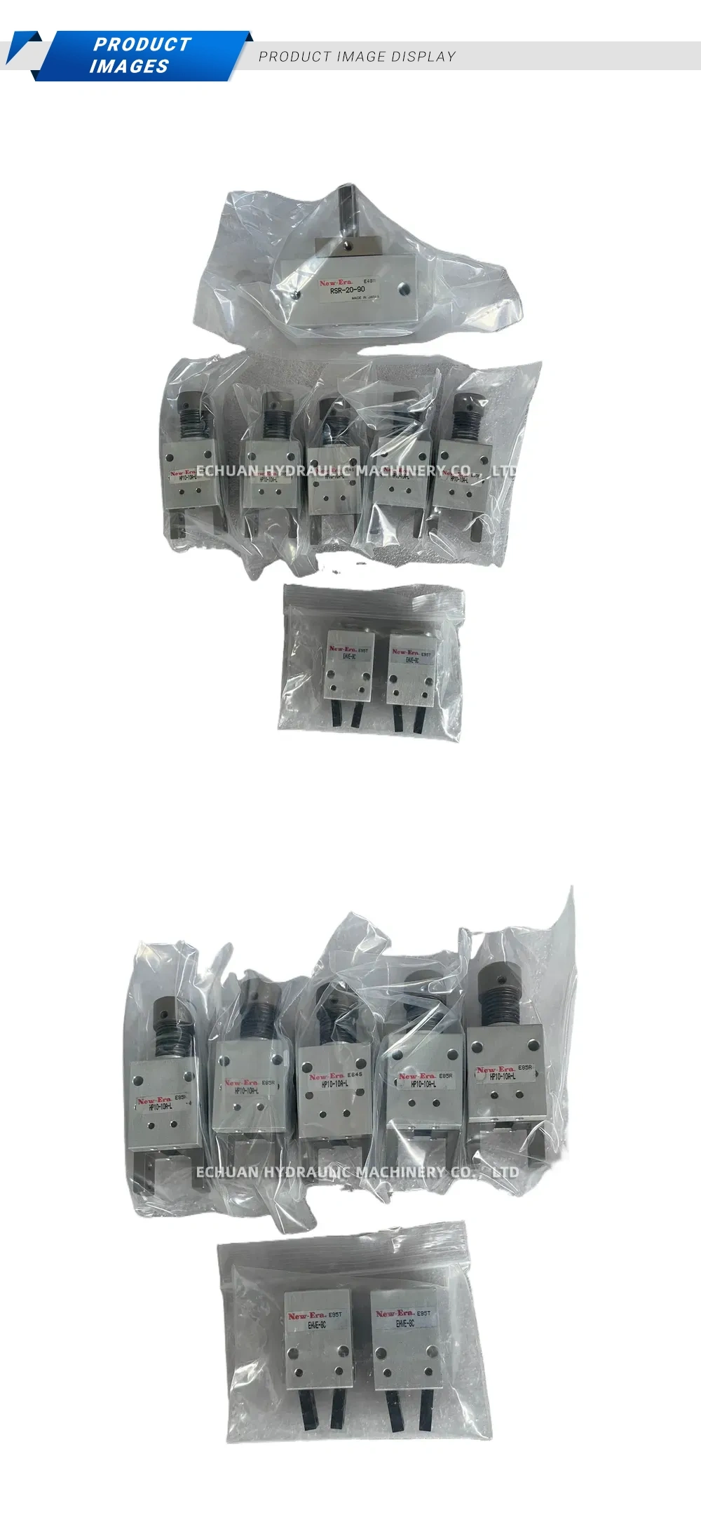 New-Era RSR-20-90, HF10-10H-L, EHE-8C Pneumatic Components Set (Rotary Cylinder, Air Gripper, Auto Switch) Description