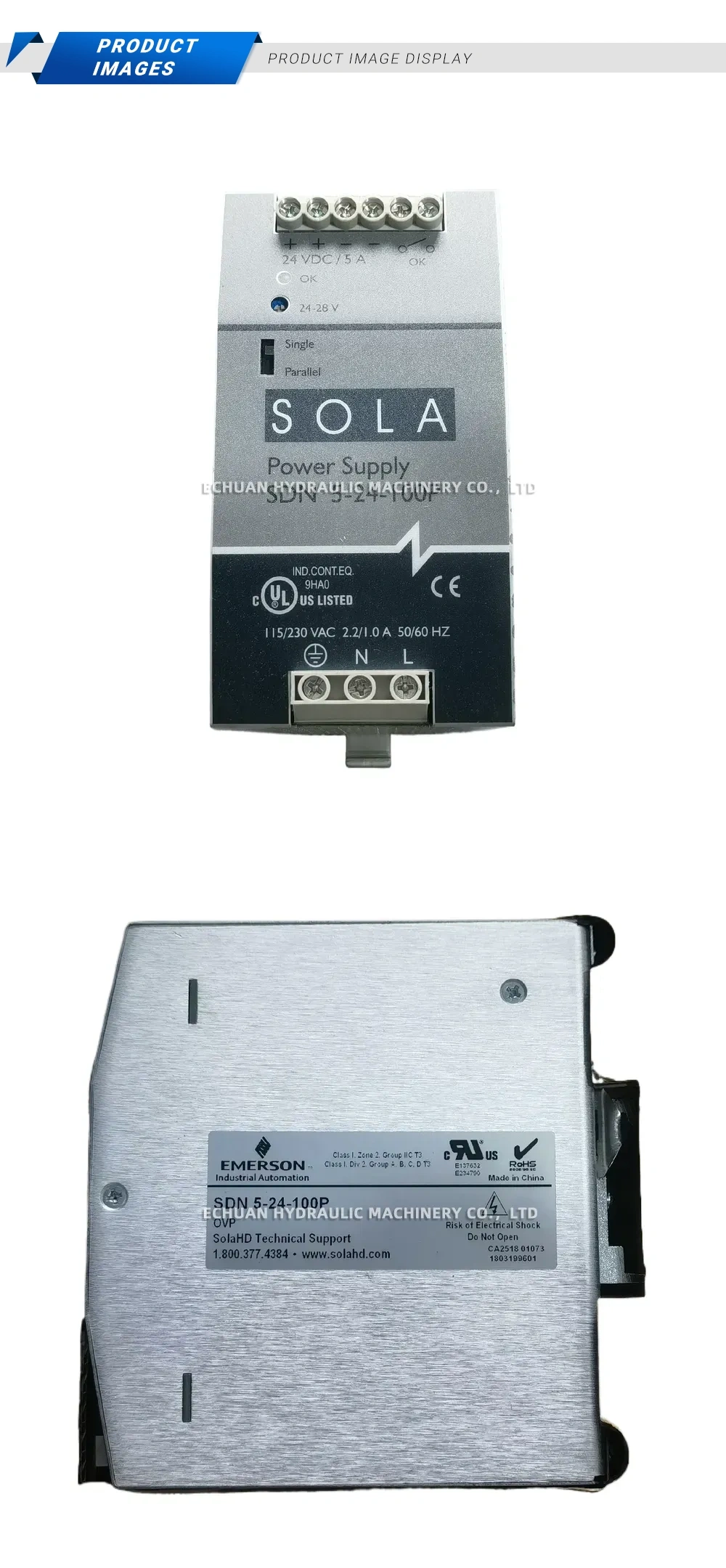SolaHD SDN 5-24-100P DIN Rail Power Supply Description