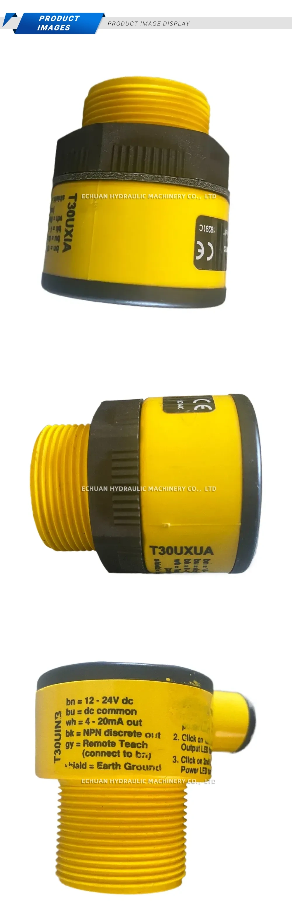 Banner Engineering T30UIN3 (Also T30UXUA, T30UXIA visible) Ultrasonic Sensor Description