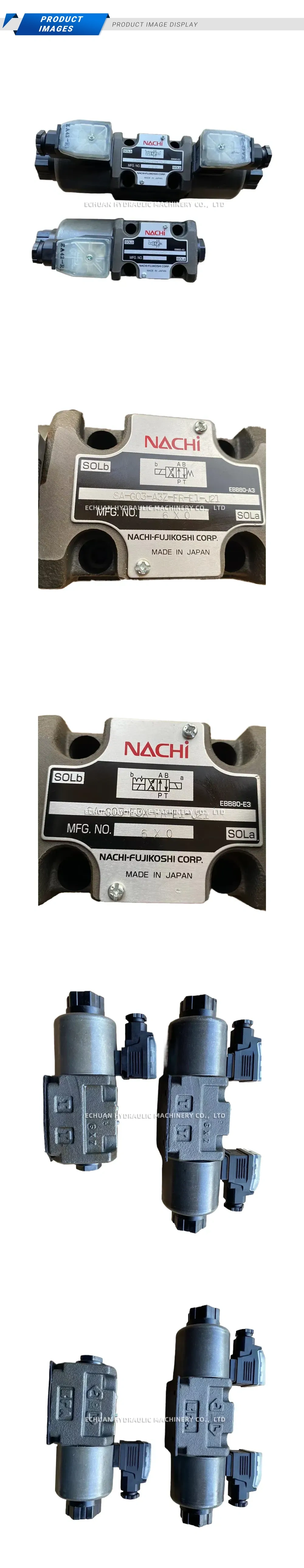NACHI SA-G03-A3Z-FR-E1-J21 / SA-G03-E3X-FR-E1-J21 Solenoid Operated Directional Control Valve Description