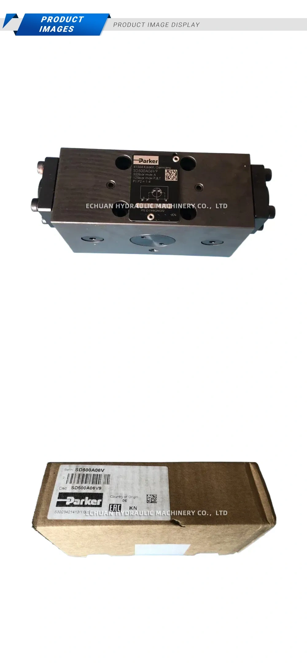 Parker SD500A06V9 Hydraulic Cartridge Valve Description