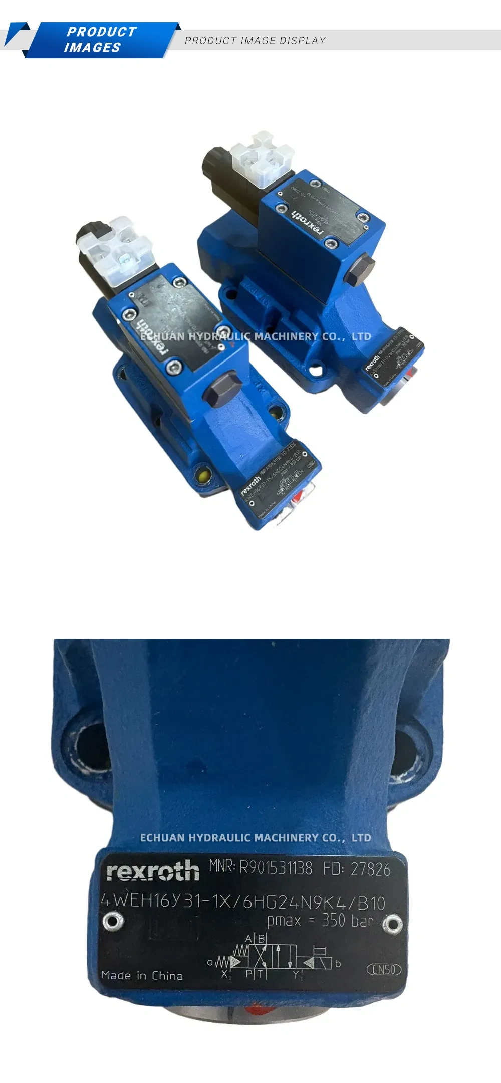 Rexroth 4WEH16Y31-1X/6HG24N9K4/B10 Hydraulic Directional Control Valve Description