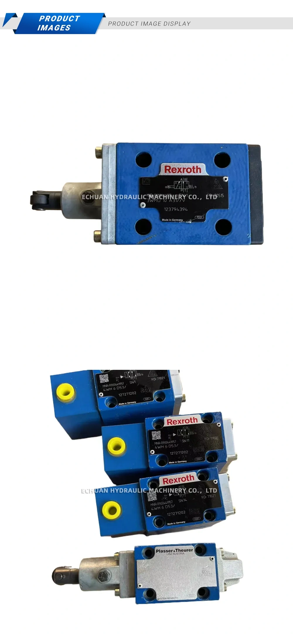Rexroth 4WH 6 D53/, 3WMU 10 A31//V Hydraulic Directional Control Valve Description