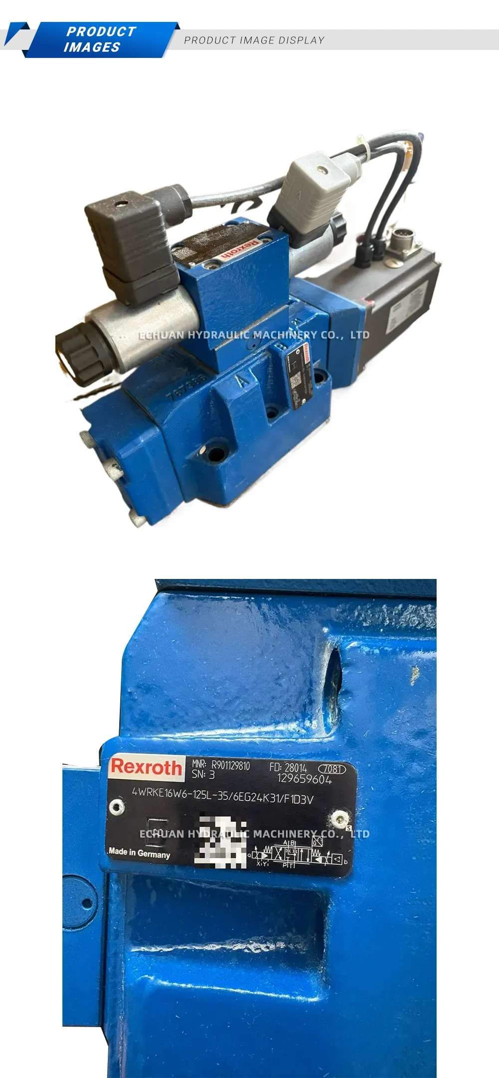 Rexroth 4WRKE16W6-125L-35/6EG24K31/F1D3V Proportional Directional Control Valve Description