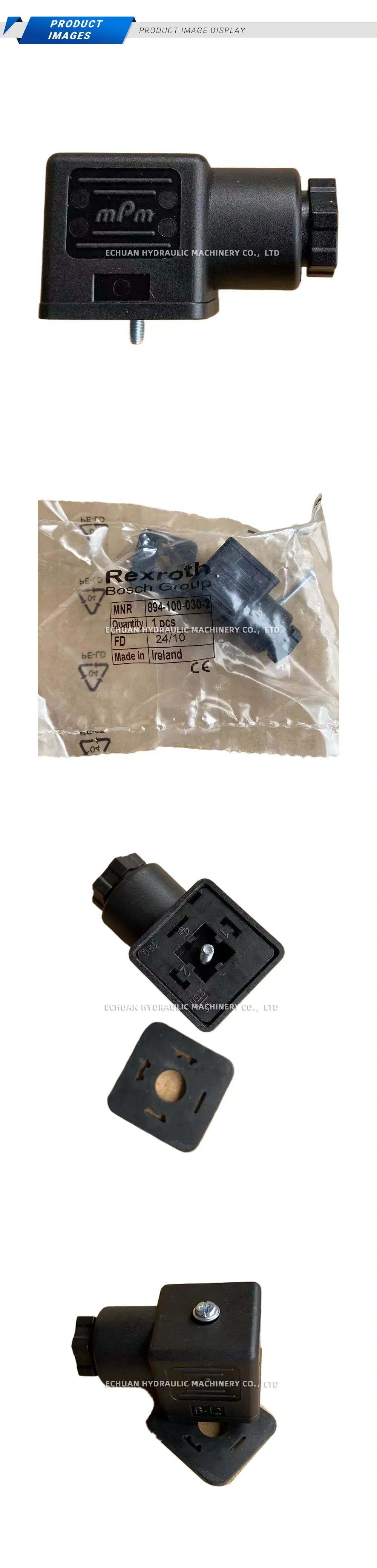 Rexroth 894-100-030-2 Solenoid Valve Connector Plug Description