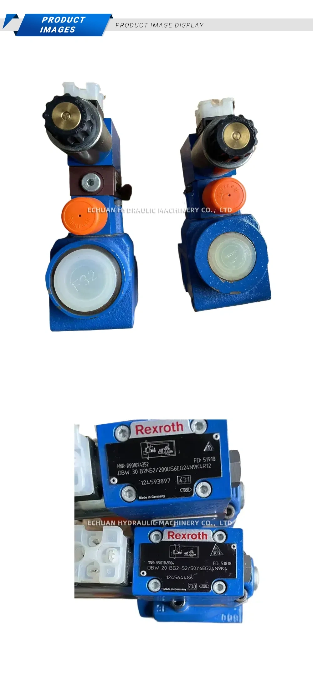 Rexroth DBW 30 B2N52/200US6EG24N9K4R12 Hydraulic Pressure Relief Valve Description