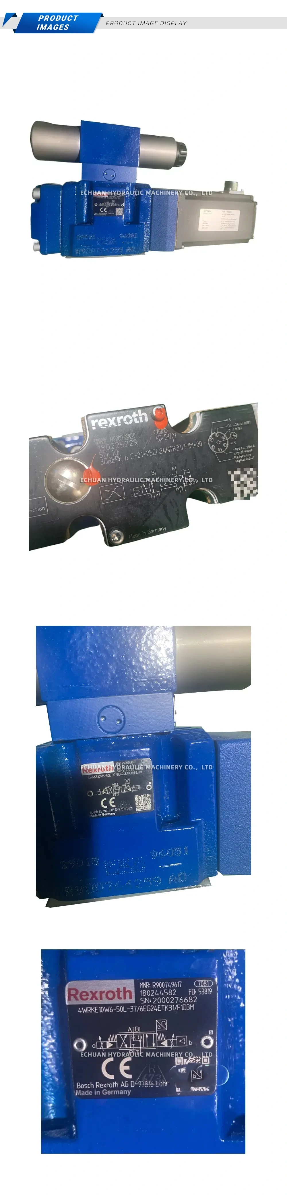 Rexroth 4WRKE10W6-50L-37/6EG24ETK31/F1D3M Hydraulic High Response Directional Servo Valve Description
