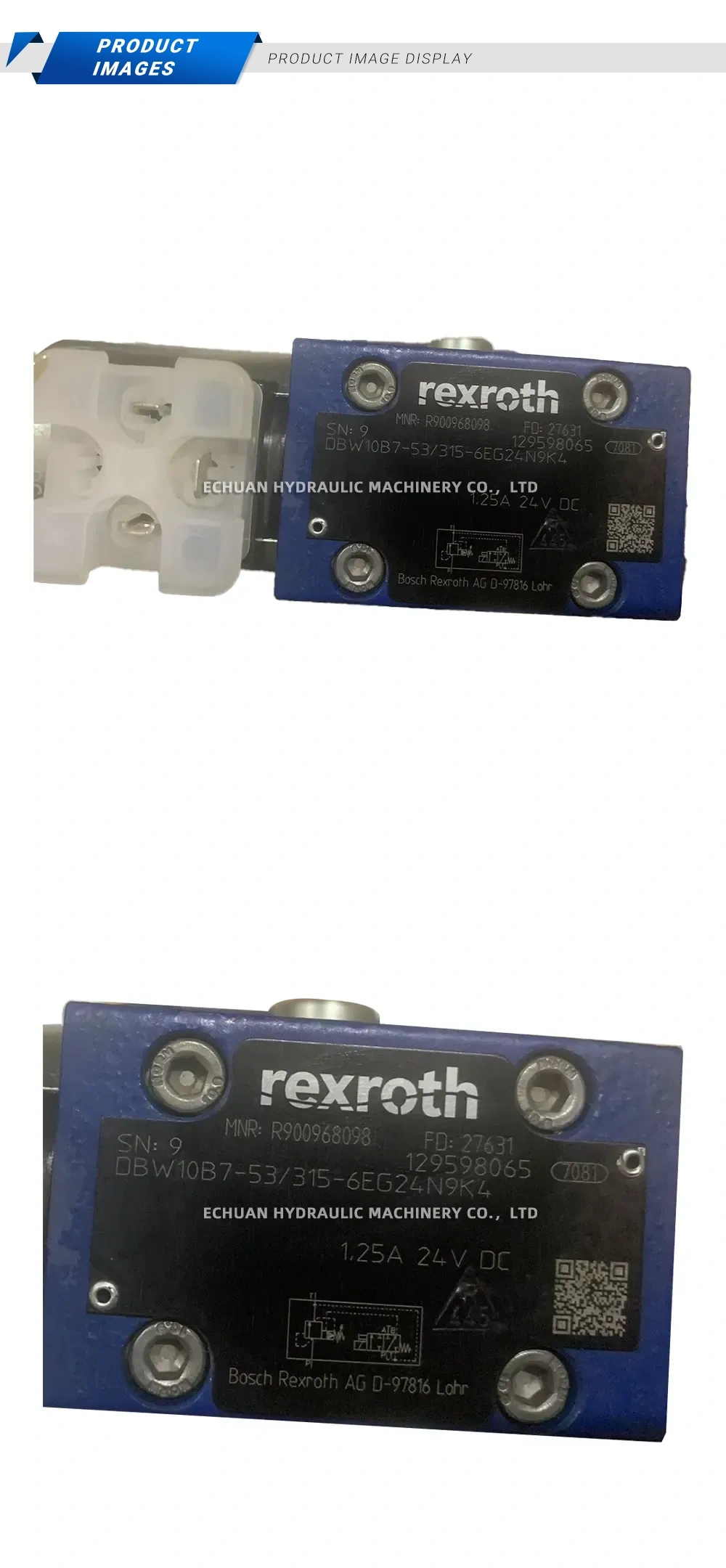 Rexroth DBW10B7-53/315-6EG24N9K4 Hydraulic Pressure Relief Valve Description